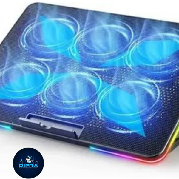 Enfriador para Laptop de Juegos, Base de Refrigeración para Ordenador Portatil, 6 Ventiladores Refrigerantes